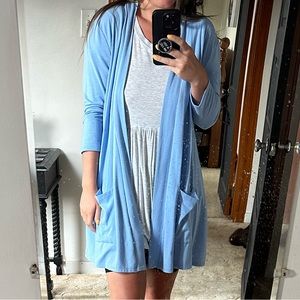 Zenana size small light blue cardigan with pockets